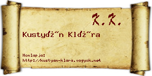 Kustyán Klára névjegykártya